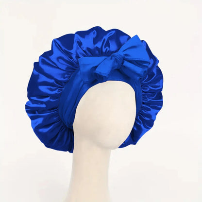 Satin Silk Hair Bonnet with Tie Band – Adjustable Sleep Cap for All Hair Types