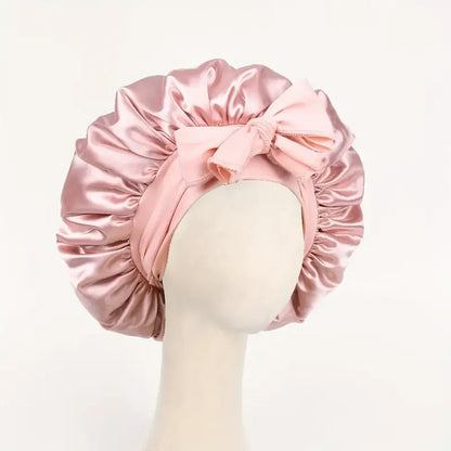 Satin Silk Hair Bonnet with Tie Band – Adjustable Sleep Cap for All Hair Types