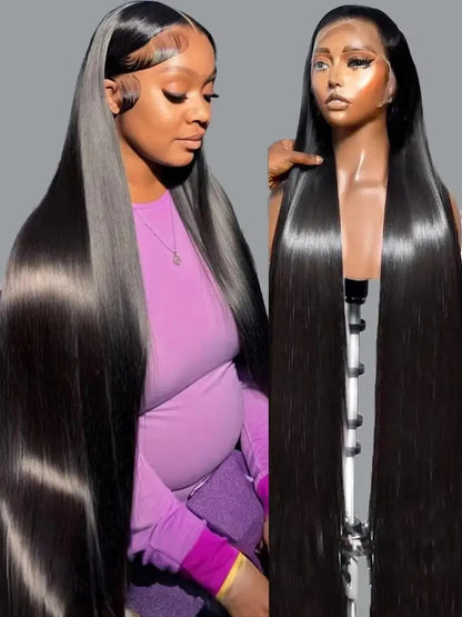 40–46” Bone Straight HD Lace Wig – 200% Density Brazilian Human Hair