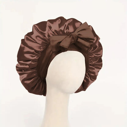 Satin Silk Hair Bonnet with Tie Band – Adjustable Sleep Cap for All Hair Types