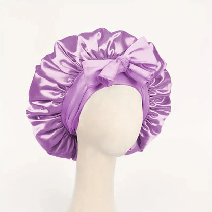 Satin Silk Hair Bonnet with Tie Band – Adjustable Sleep Cap for All Hair Types