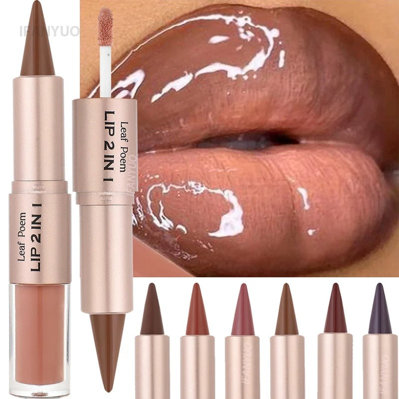 Gradient Matte Lip Liner + Mirror Shine Lip Gloss 2-in-1