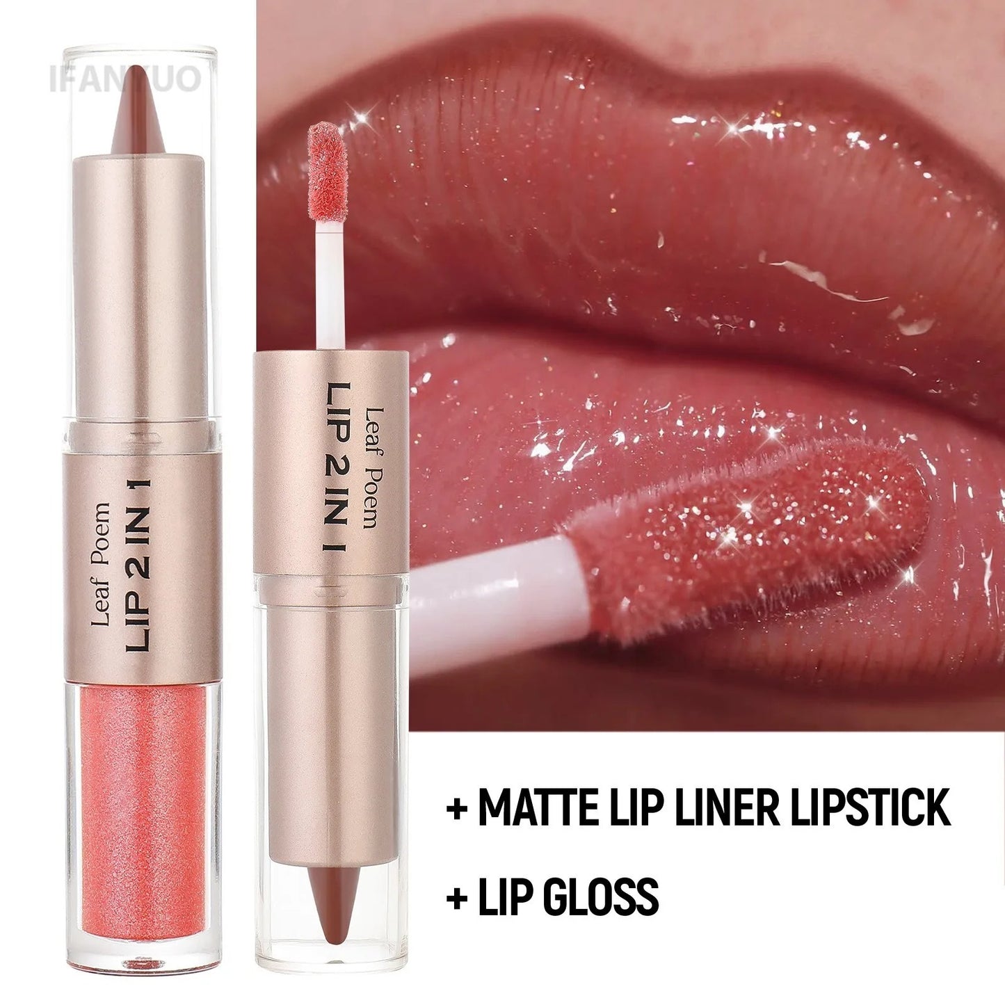 Gradient Matte Lip Liner + Mirror Shine Lip Gloss 2-in-1