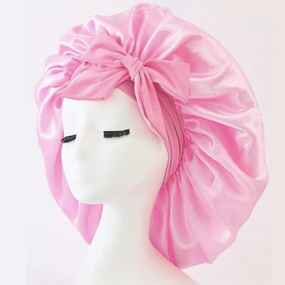 Satin Silk Hair Bonnet with Tie Band – Adjustable Sleep Cap for All Hair Types