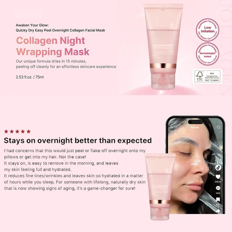 Korean Collagen Wrapping Peel-Off Facial Mask infused with Hydrolyzed Collagen