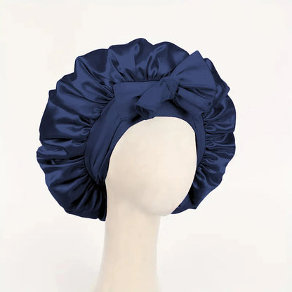 Satin Silk Hair Bonnet with Tie Band – Adjustable Sleep Cap for All Hair Types