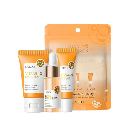 LAIKOU Sakura Snail Vitamin C Skincare Trio – Essence Serum, Eye Cream & Moisturizing Face Cream