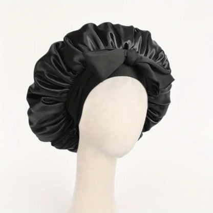 Satin Silk Hair Bonnet with Tie Band – Adjustable Sleep Cap for All Hair Types